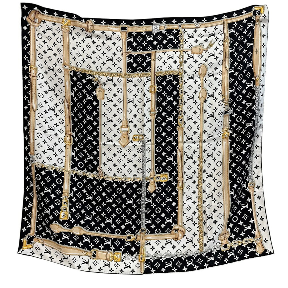 LOUIS VUITTON M78667 Carre Monogram Confidential Scarf/Muffler, Black